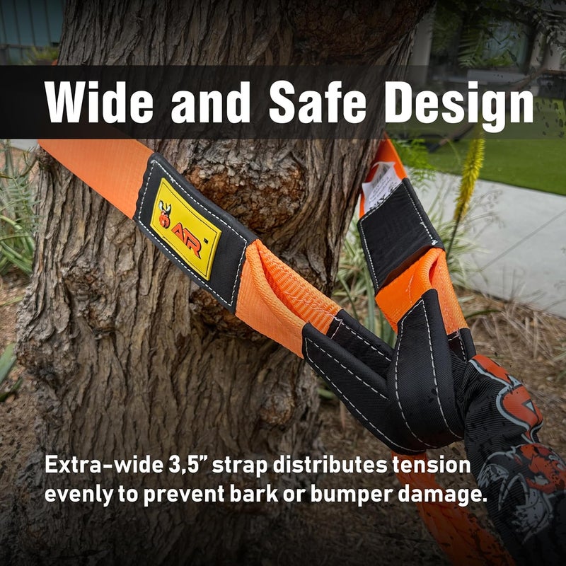 ATR Tree Saver Strap 3.5" x 8ft – 36,000 lbs Break Strength, Heavy Duty Tow Strap for Winch, Off-Road Recovery, Truck, Jeep, Short Polyester Recovery Rope with Loops - Image 3